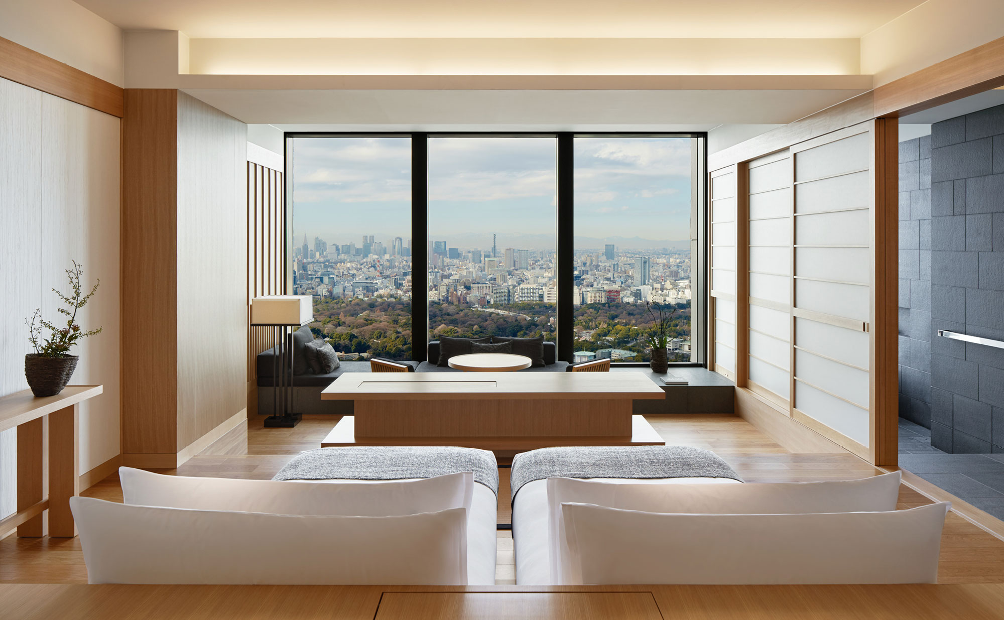 Aman Tokyo suite with panoramic city view