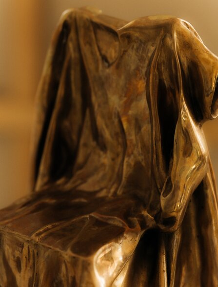 Studio portrait of draped fabric at Amanzoe, Greece, capturing soft light and texture.