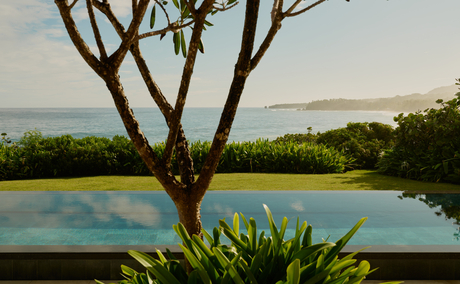 Casita con piscina infinita y vistas al paisaje en Amanera resort.