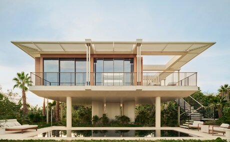 Horizon Casita exterior at Amanvari, Mexico, with modern architecture and open terrace overlooking the landscape.