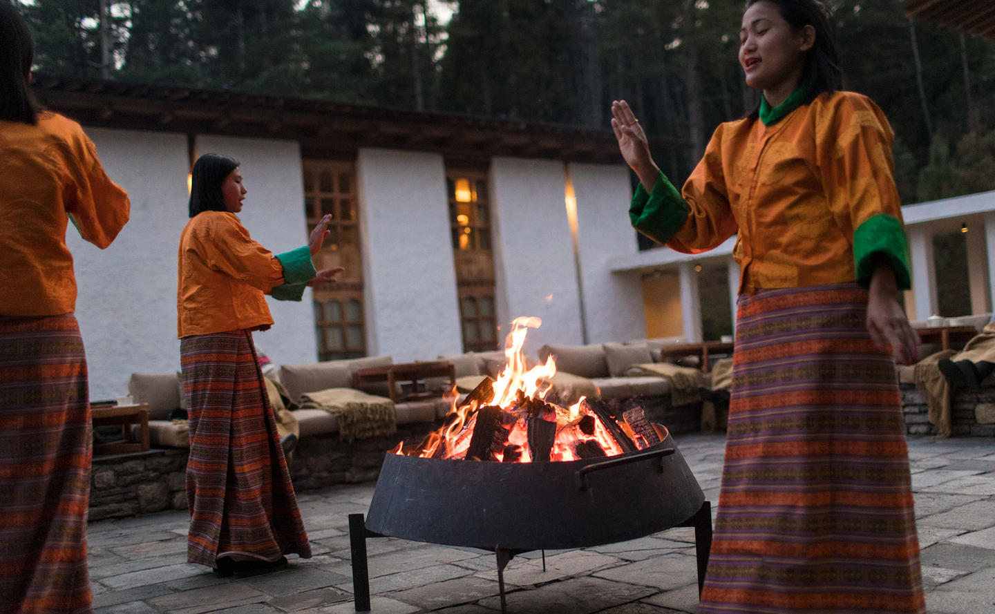 Courtyard Traditional Dance, Thimphu Lodge - Amankora, Bhutan