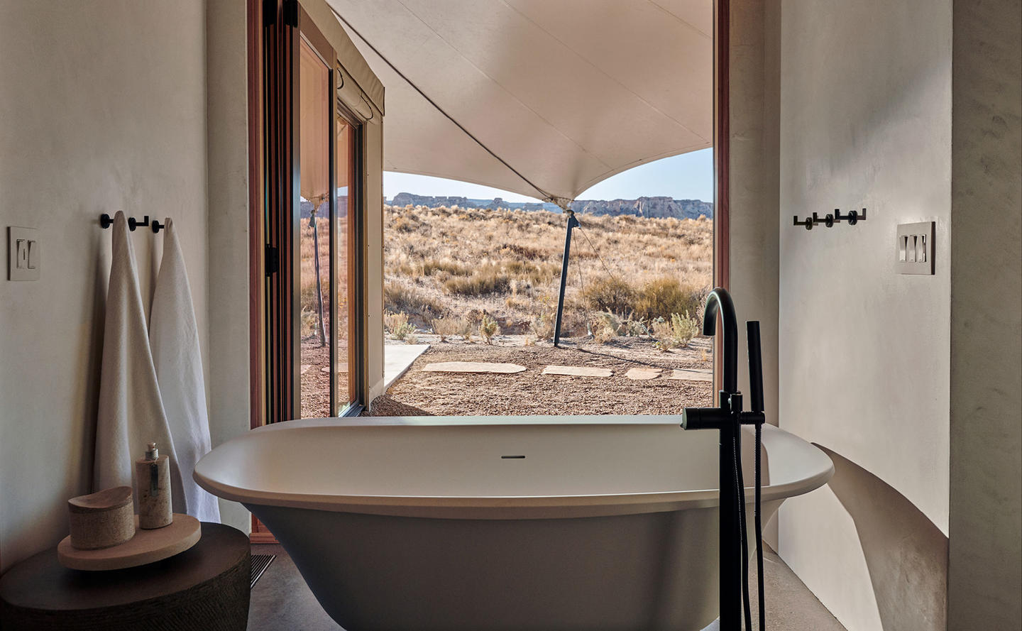 Bathroom, One-Bedroom Canyon Pavilion, Camp Sarika, Amangiri, USA