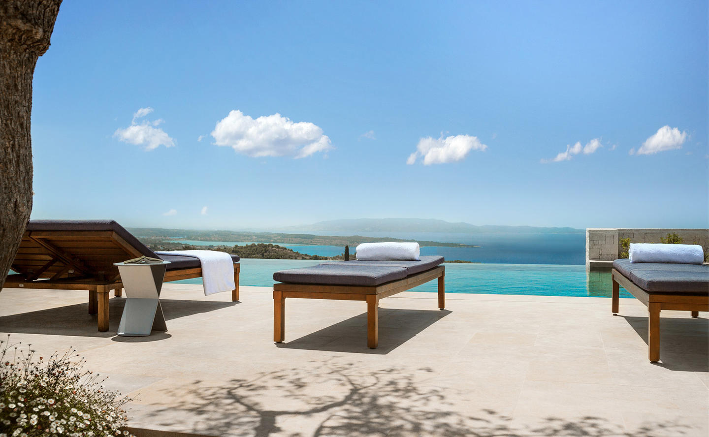Swimming Pool Terrace & Sun Loungers, Five-Bedroom Villa - Amanzoe, Greece