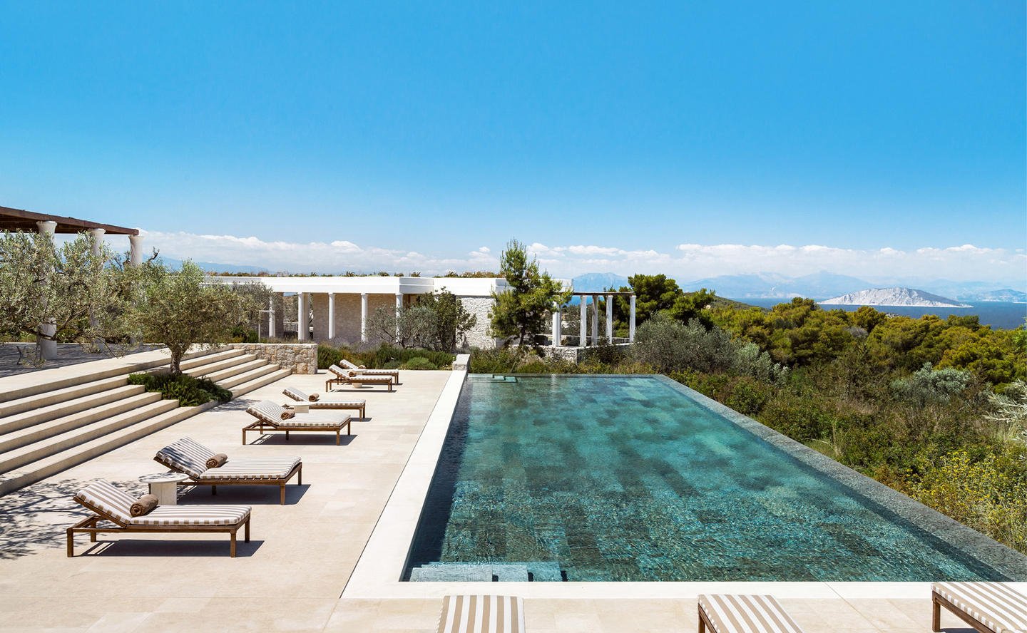 Swimming Pool & Terrace with Sun Loungers, Five-Bedroom Villa - Amanzoe, Greece