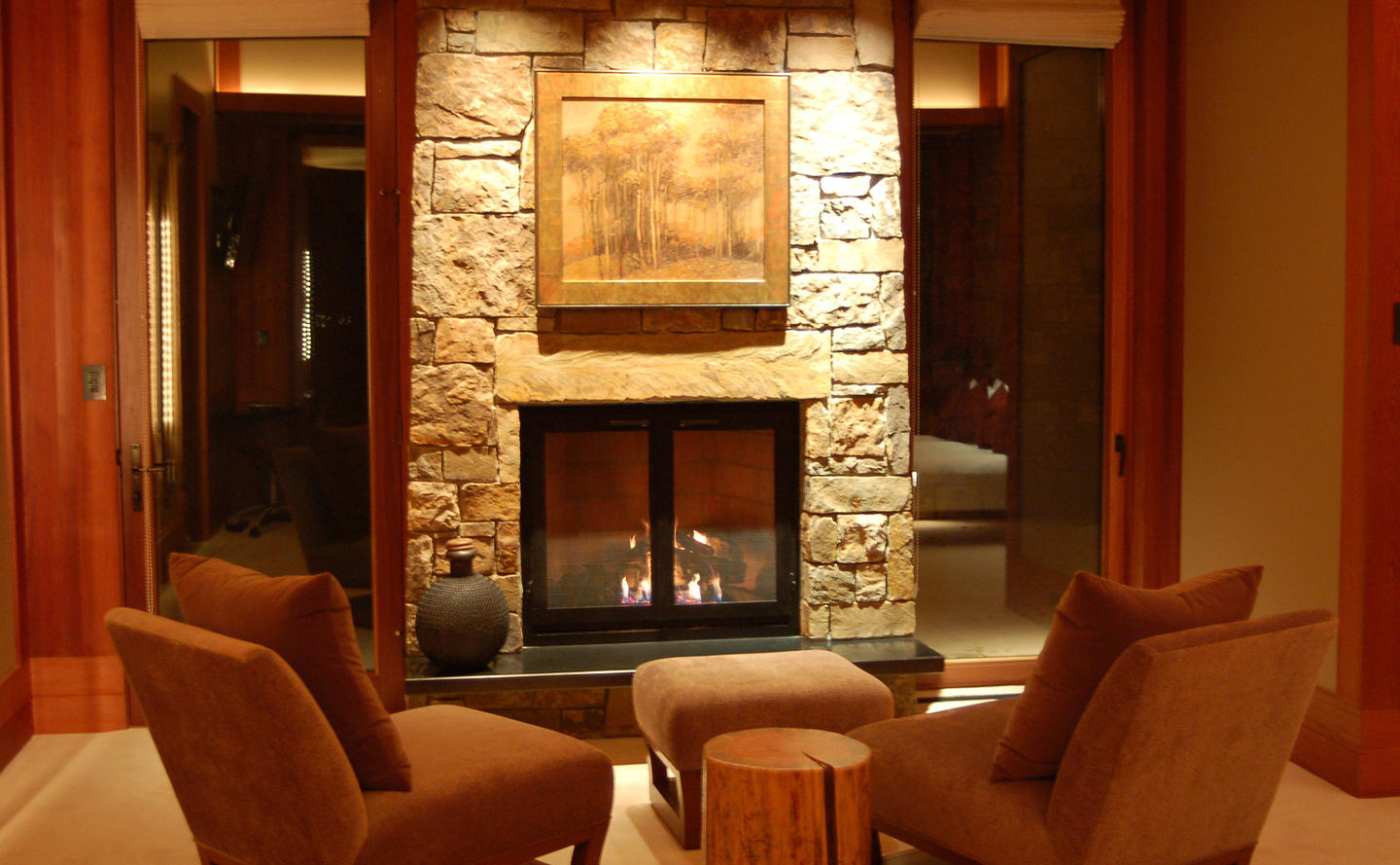 Living Area with Fireplace, East Tatanka Home - Amangani, Wyoming, USA