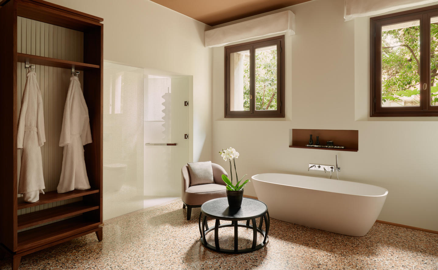 Aman Venice, Italy - Accommodation Palazzo Bedroom Bathroom