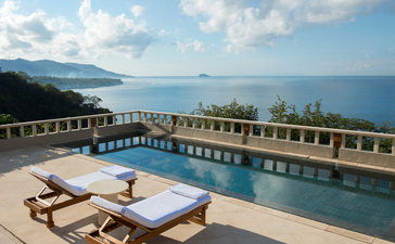 Indrakila Suite plunge pool overlooking the Bali coast at Amankila resort.