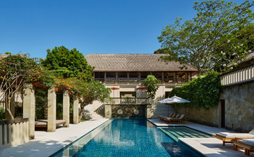 Three-bedroom villa with swimming pool and garden at Aman Villas at Nusa Dua, Bali.