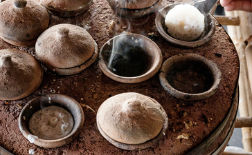 Traditional pottery vessels displayed at Amanoi, Vietnam.
