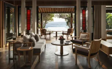 Ocean Pool Pavilion at Amanoi with open-air seating overlooking coastal views.