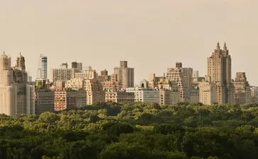 Manhattan skyline viewed from Aman New York, a hotel residence set above Central Park.