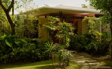 Casita at Amanera surrounded by tropical vegetation and lush greenery, Dominican Republic.