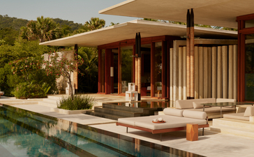 Two-bedroom casa at Amanera with terrace overlooking infinity pool and gardens.