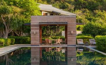 Five-bedroom bay villa with stone pavilion and infinity pool overlooking Halong Bay, Amanoi.
