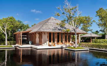 Five-bedroom beach sala villa at Amanyara with waterfront reflection, Turks and Caicos.