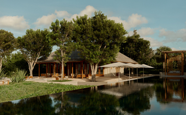 Artist's villa at Amanyara with reflecting pool and tropical gardens, Turks and Caicos.