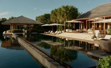 Villa avec piscine à débordement et pavillon au resort Amanyara, Turks et Caïcos.