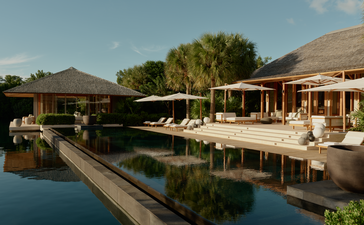 Villa avec piscine et pavillons à Amanyara, station balnéaire aux Turques-et-Caïques.