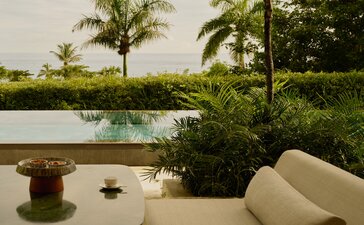 Amanera pool casita with plunge pool overlooking Dominican Republic landscape.