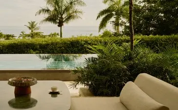 Amanera pool casita with plunge pool overlooking Dominican Republic landscape.
