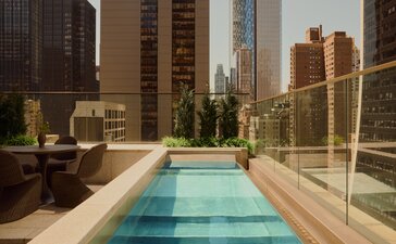 Two-bedroom home with private pool overlooking New York City skyline at Aman New York.