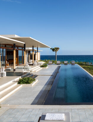 Beachfront villa with infinity pool overlooking the sea at Amanera.