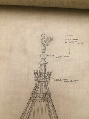 Disegno architettonico del dettaglio della torre all'Aman New York, hotel.