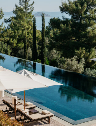 Amanruya, Bodrum infinity pool overlooking Aegean sea