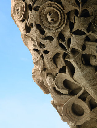 Ornate stone carving detail at Amanyangyun, China.