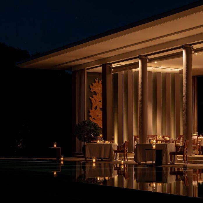 Amanoi, Vietnam - F&amp;B, Beach Club Restaurant, Night time