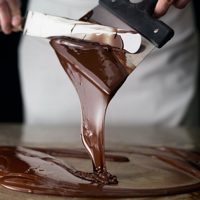 Melted chocolate being poured at Amanoi.
