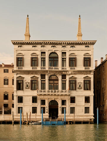 Aman Venice resort exterior with distinctive venetian palazzo architecture along the Grand Canal.