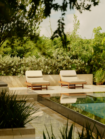 Bay view pool casita with loungers at Amanera, Dominican Republic.