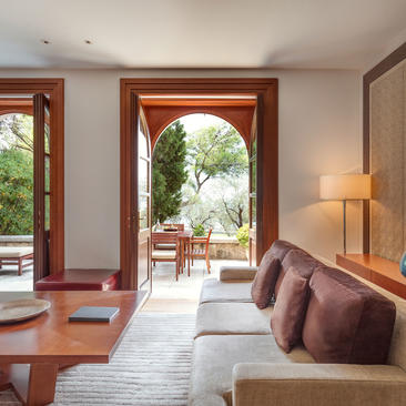 Living area, Queen Marija Suite, Aman Sveti Stefan, Montenegro