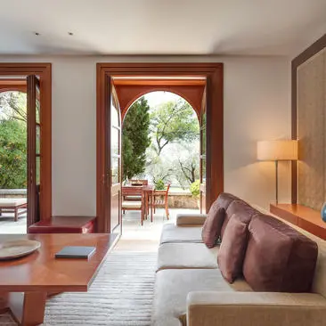Living area, Queen Marija Suite, Aman Sveti Stefan, Montenegro