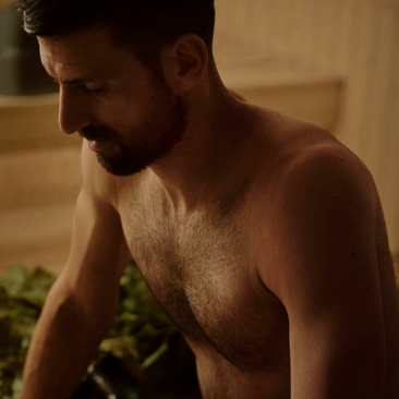 Novak Djokovic at Amanpuri's banya relaxation area in Thailand.