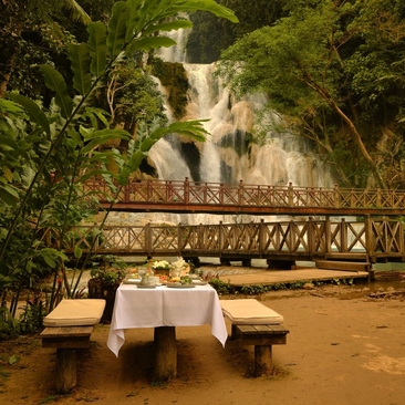 Amantaka, Laos - Experience, Kuang Si Waterfalls, Breakfast Table Setting
