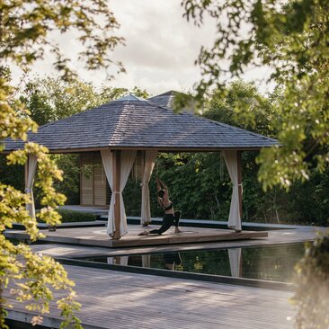 Spa pavilion with reflecting pool at Amanyara resort, Turks &amp; Caicos.
