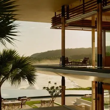 Lounge bar overlooking the river at Amanera resort, Dominican Republic.