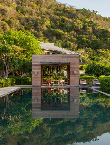 Five-bedroom bay villa with stone pavilion and infinity pool overlooking Halong Bay, Amanoi.