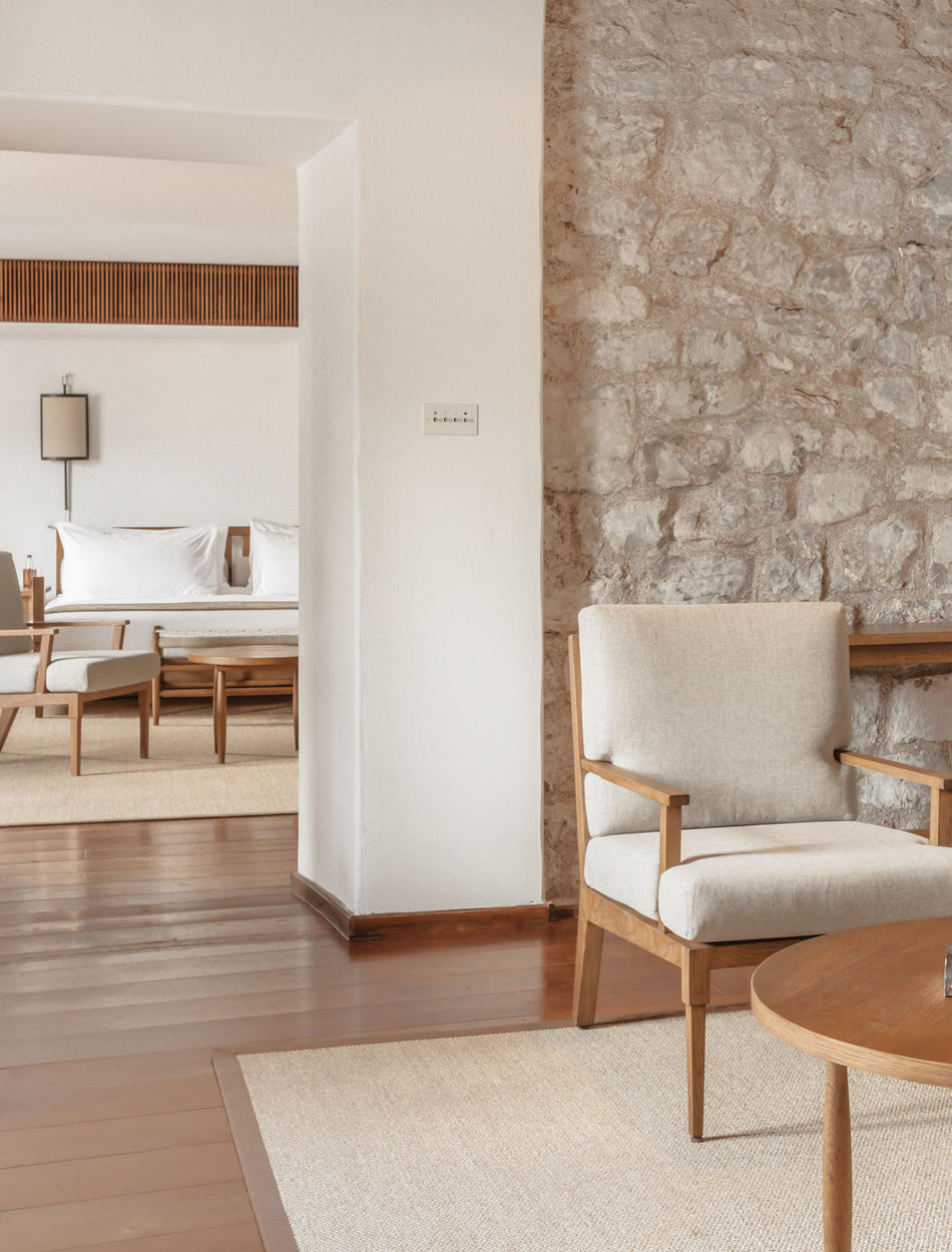 Living Area through to Bedroom, Two-Bedroom Suite, Aman Sveti Stefan, Montenegro