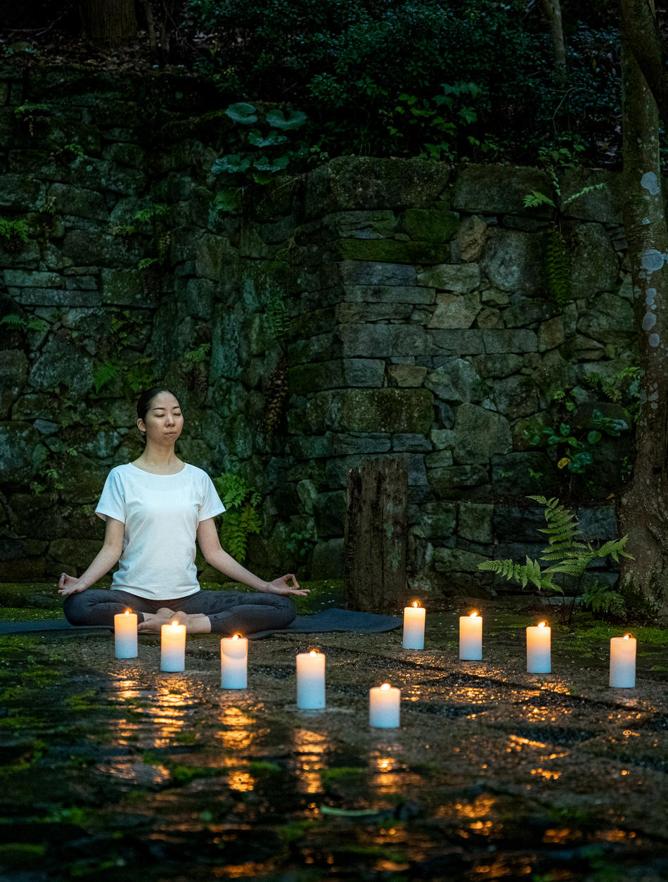 Outdoor meditation at Aman Kyoto