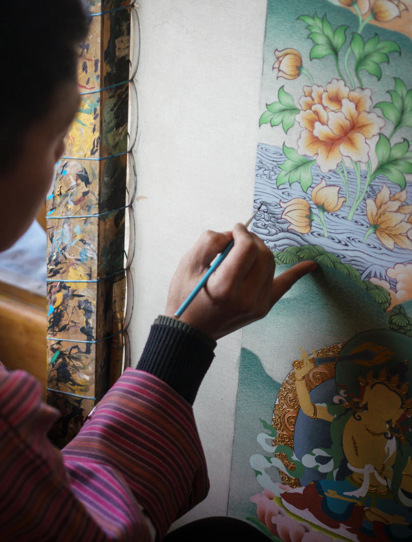 Amankora, Bhutan - Experience, Excursion, Thimphu Traditional Thangka painting