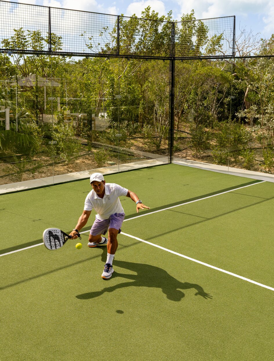 Two players in a padel match at Amanyara, Turks and Caicos.