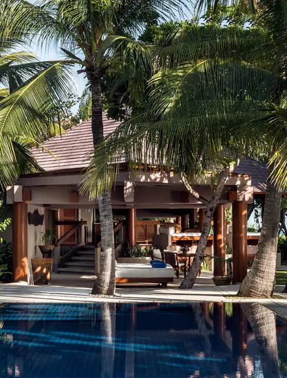 One-bedroom villa with pool overlooking tropical gardens at Amanpulo, Palawan.