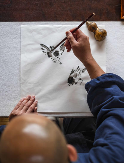 Aman Kyoto, Japan - Experience, Ink Painting at Temple