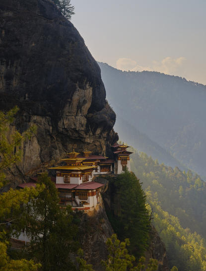 Tiger's Nest Monastery perched on a cliffside in Bhutan's Paro Valley at Aman.