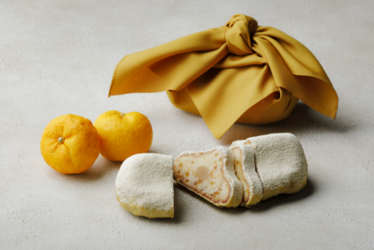 Yuzu stollen with fresh yuzu fruits at Aman Kyoto resort.