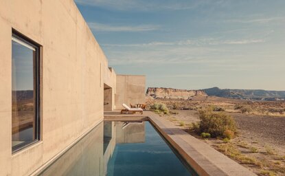 Girijaala Suite with plunge pool overlooking desert landscape at Amangiri, USA.