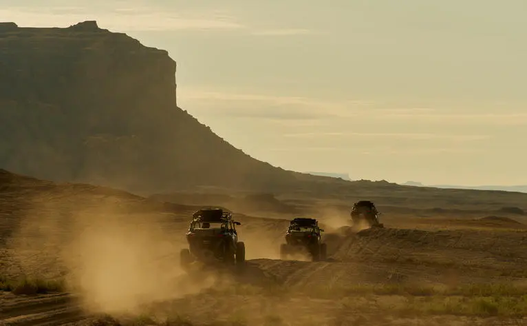 UTV adventure across desert landscape at Amangiri resort, Utah.